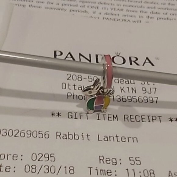 Auth PANDORA *RETIRED* Sterling Silver Rabbit Lantern Enamel Charm 797603ENMX - Picture 4 of 11